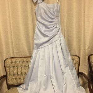 Beautiful pale blue one shoulder gown